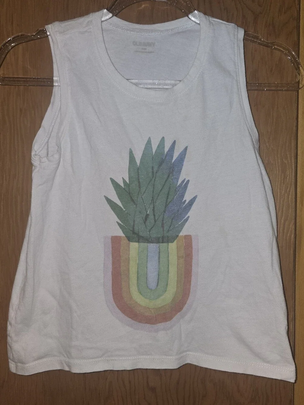 Old navy little girls medium tank top pineapple rainbow graphic